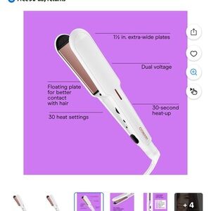 Conair White and Pink Hair Straightener 1.5 in